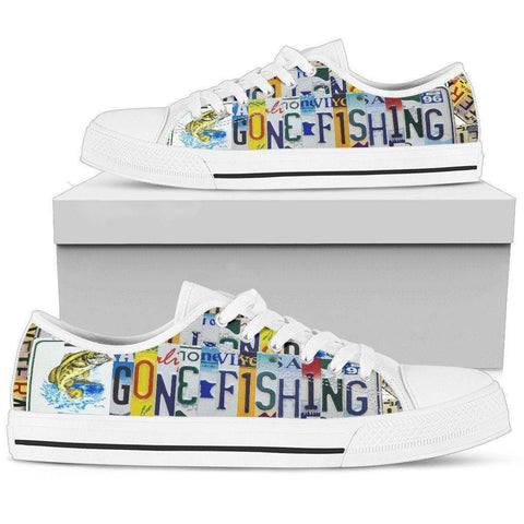 Image of Gone Fishin' | Premium Low Top Canvas Shoes Shoes Mens Low Top - White - White US5 (EU38) 