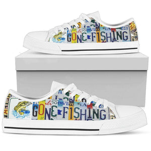 Gone Fishin' | Premium Low Top Canvas Shoes Shoes Mens Low Top - White - White US5 (EU38) 