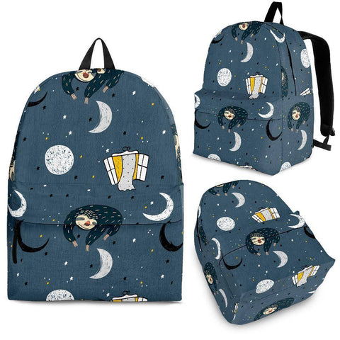 Image of Sleeping Space Sloth Backpack backpack Backpack - Black - Large Pattern Adult (Ages 13+)