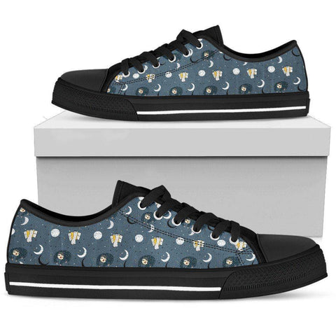 Image of Premium Sleeping Sloth Shoes | High and Low Top Available Shoes Womens Low Top - Black - WBL US5.5 (EU36) 