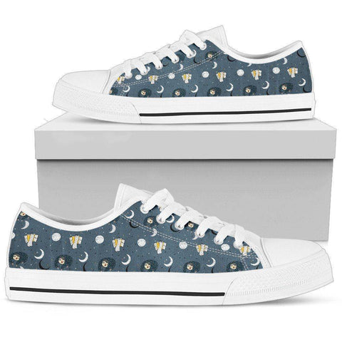Image of Premium Sleeping Sloth Shoes | High and Low Top Available Shoes Womens Low Top - White - WWL US5.5 (EU36) 