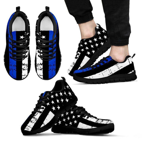 Image of Premium Thin Blue Line Sneakers Shoes Men's Sneakers - Black - Black Sole US5 (EU38) 