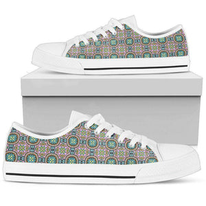 Pink Tribal pattern on Premium Canvas Shoes Shoes Mens Low Top - White - MW US5 (EU38) 