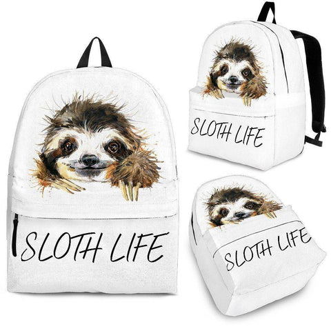 Image of Sloth Backpacks Custom Art Backpack - Black - Smiling Sloth Life Adult (Ages 13+)