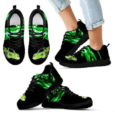 Image of Amazing Kids Race Car Shoes Kid's Sneakers - Black - Green Race Car 11 CHILD (EU28)