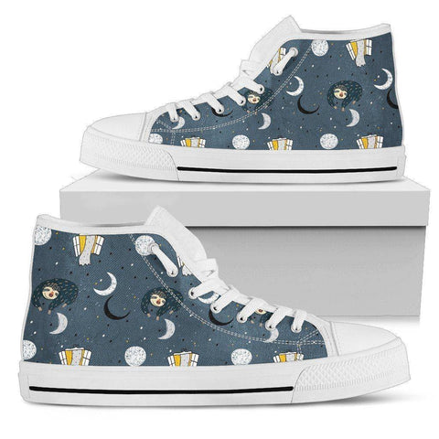 Image of Premium Sleeping Sloth Shoes | High and Low Top Available Shoes Mens High Top - White - MWH US5 (EU38)