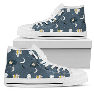 Premium Sleeping Sloth Shoes | High and Low Top Available Shoes Mens High Top - White - MWH US5 (EU38) 