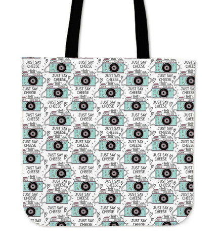 Image of Custom Photographer Designs on Premium Totes Tote Bag Say Cheese