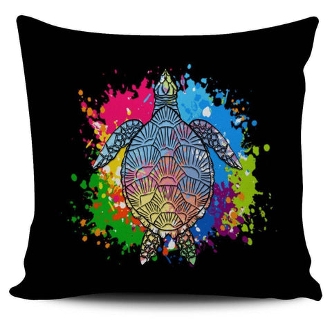 Image of Color Splash Turtle Pillow Covers Pillow Case Black
