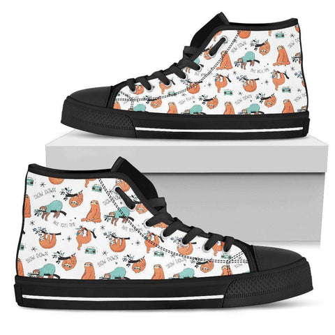 Image of Great Sloths on Awesome High Top Shoes, Womens Shoes Womens High Top - Black - Small Sloth B US5.5 (EU36) 