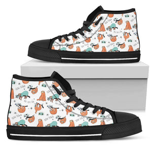 Great Sloths on Awesome High Top Shoes, Womens Shoes Womens High Top - Black - Small Sloth B US5.5 (EU36) 
