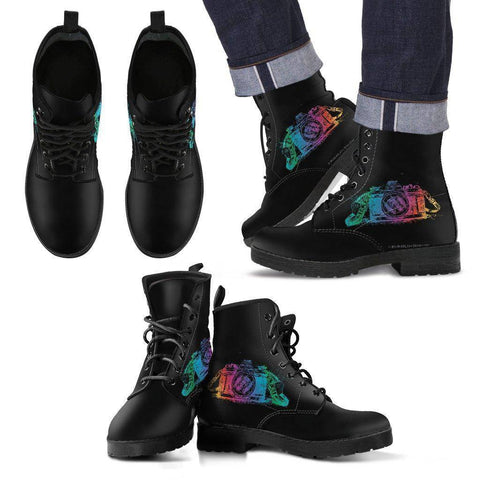 Image of Premium Mens Photographer Eco-Leather Boots Men's Leather Boots - Black - Colorful US5 (EU38) 