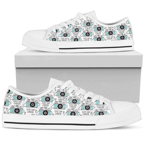 Image of Premium Canvas Shoes, Say Cheese Mens Mens Low Top - White - Say Cheese US5 (EU38) 