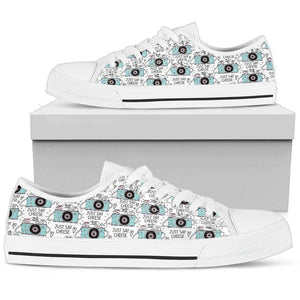 Premium Canvas Shoes, Say Cheese Mens Mens Low Top - White - Say Cheese US5 (EU38) 