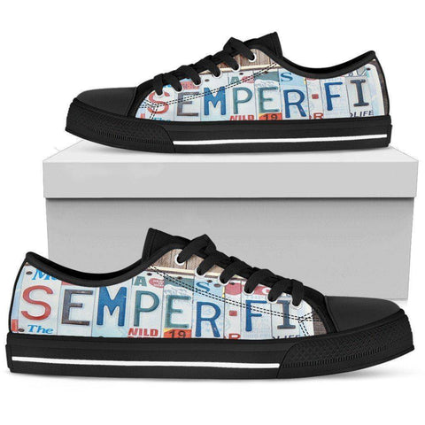 Image of Semper Fidelis | Premium Low Top Shoes Womens Low Top - Black - Womens Black US5.5 (EU36)