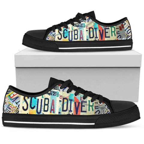 Image of Scuba Diver Shoes | Premium Low Cut Shoes Shoes Womens Low Top - Black - Black US5.5 (EU36) 