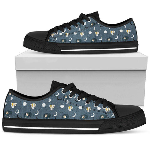 Image of Premium Sleeping Sloth Shoes | High and Low Top Available Shoes Mens Low Top - Black - MBL US5 (EU38)