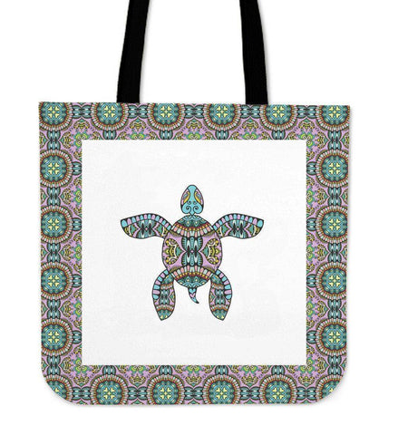 Image of Cool Handrawn Tribal Turtle Art on Premium Tote Cool Tribal Turtle V.1