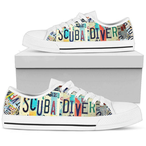 Image of Scuba Diver Shoes | Premium Low Cut Shoes Shoes Womens Low Top - White - White US5.5 (EU36) 