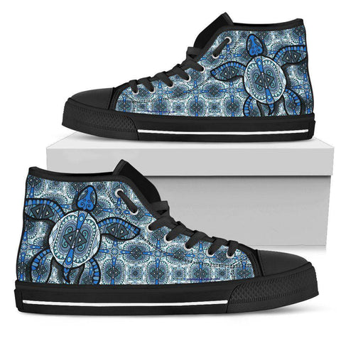 Image of Cool Blue Turtle on Premium High Tops V.2 Mens High Top - Black - Small US5 (EU38)