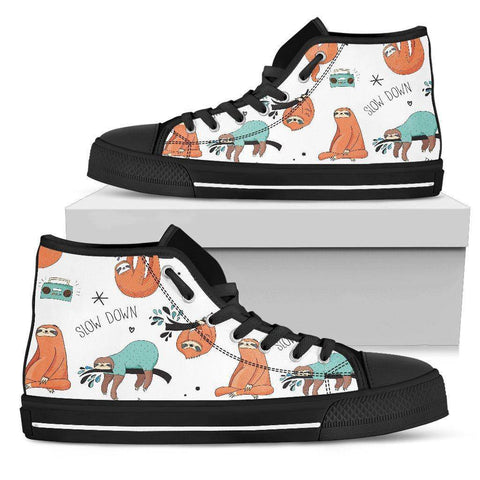 Image of Great Sloths on Awesome High Top Shoes, Womens Shoes Womens High Top - Black - Large Sloth US5.5 (EU36) 