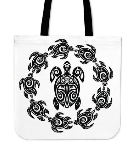Image of Peaceful Circle of Life Tribal Turtle Totes Tote Bag White