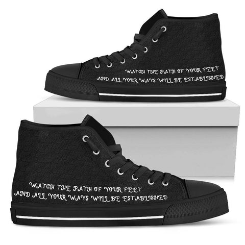 Image of Proverbs 4:26 Premium Canvas High Tops Womens High Top - Black - Proverbs 4:26 US5.5 (EU36)