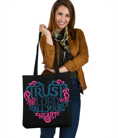 Image of Trust In The Lord, Canvas Tote Bags Tote Bag Black
