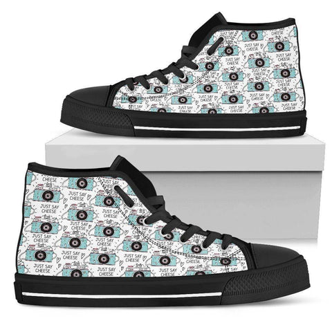 Image of Premium Canvas Shoes, Say Cheese Mens Mens High Top - Black - Say Cheese US5 (EU38)