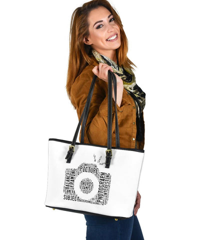 Image of Word Camera, Vegan Leather Tote Bags