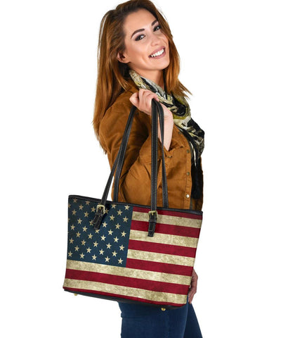 Image of American Flag Vegan Leather Tote Bags