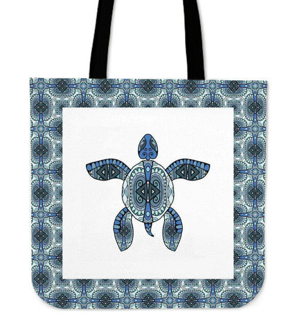 Image of Cool Handrawn Tribal Turtle Art on Premium Tote Cool Tribal Turtle V.2