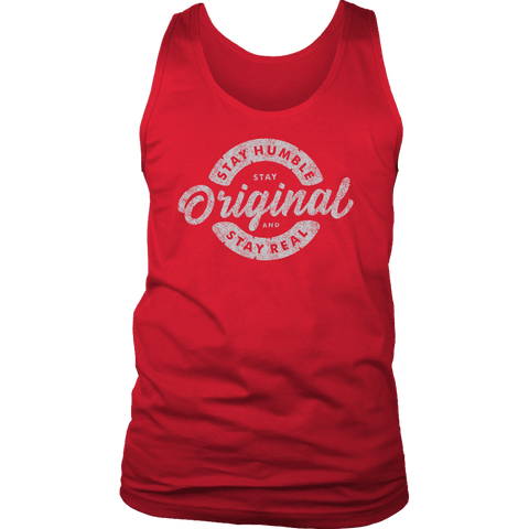 Image of Stay Real, Stay Original Mens Shirts T-shirt District Mens Tank Red S
