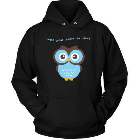 Image of Owl You Need is Love T-shirt Unisex Hoodie Black S