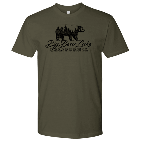 Image of Big Bear Lake California V.2, Mens, Black T-shirt Next Level Mens Shirt Military Green S