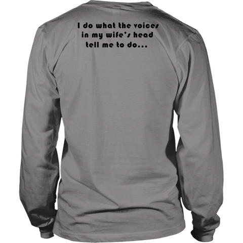 Image of Voices in Her Head | Black Print T-shirt District Long Sleeve Shirt Grey S