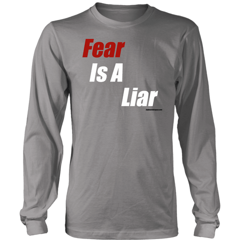 Image of Fear Is A Liar, Bold White T-shirt District Long Sleeve Shirt Grey S