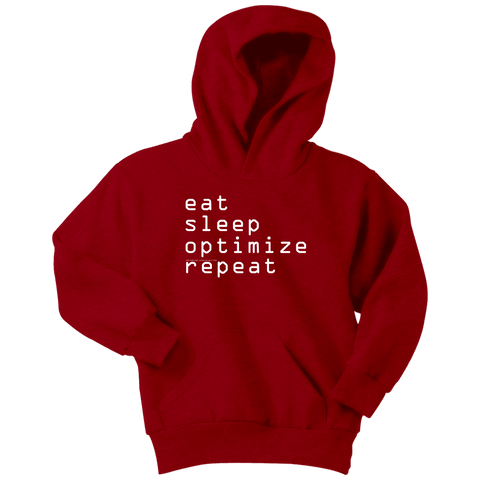 Image of eat, sleep, optimize repeat Hoodie V.1 T-shirt Youth Hoodie Red XS