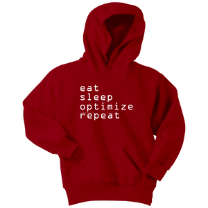 eat, sleep, optimize repeat Hoodie V.1 T-shirt Youth Hoodie Red XS