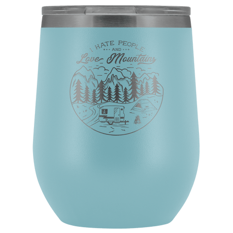 Image of Love The Mountains | Wine Tumbler Wine Tumbler Light Blue