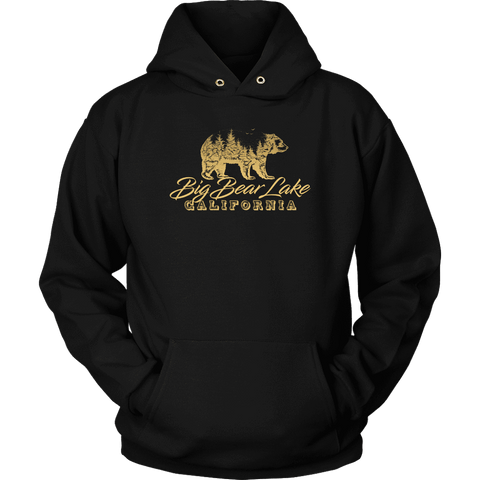 Image of Big Bear Lake California V.2, Gold, Hoodies Long Sleeve T-shirt Unisex Hoodie Black S