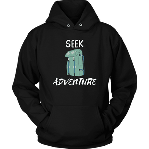 Seek Adventure with Backpack (Womens) T-shirt Unisex Hoodie Black S