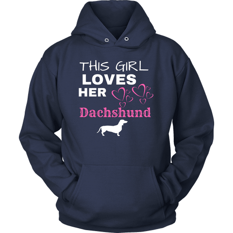 Image of This Girl Loves Her Dachshund T-shirt Unisex Hoodie Navy S