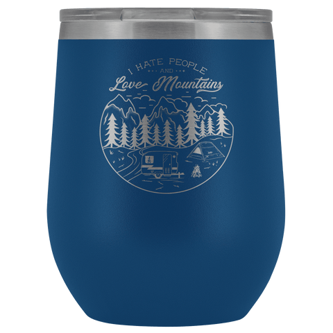 Image of Love The Mountains | Wine Tumbler Wine Tumbler Blue