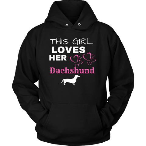 Image of This Girl Loves Her Dachshund T-shirt Unisex Hoodie Black S