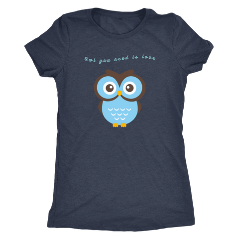 Image of Owl You Need is Love T-shirt Next Level Womens Triblend Vintage Navy S