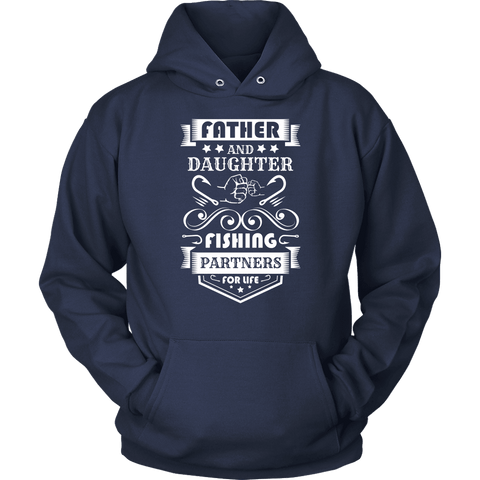 Image of Father and Daughter Fishing Partners T-shirt Unisex Hoodie Navy S
