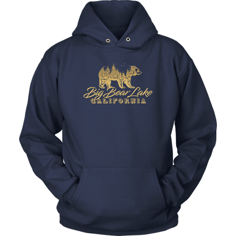 Image of Big Bear Lake California V.2, Gold, Hoodies Long Sleeve T-shirt Unisex Hoodie Navy S