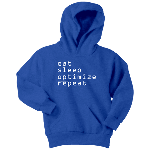 Image of eat, sleep, optimize repeat Hoodie V.1 T-shirt Youth Hoodie Royal Blue XS