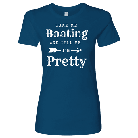 Image of Take Me Boating Womens Shirts T-shirt Next Level Womens Shirt Cool Blue S